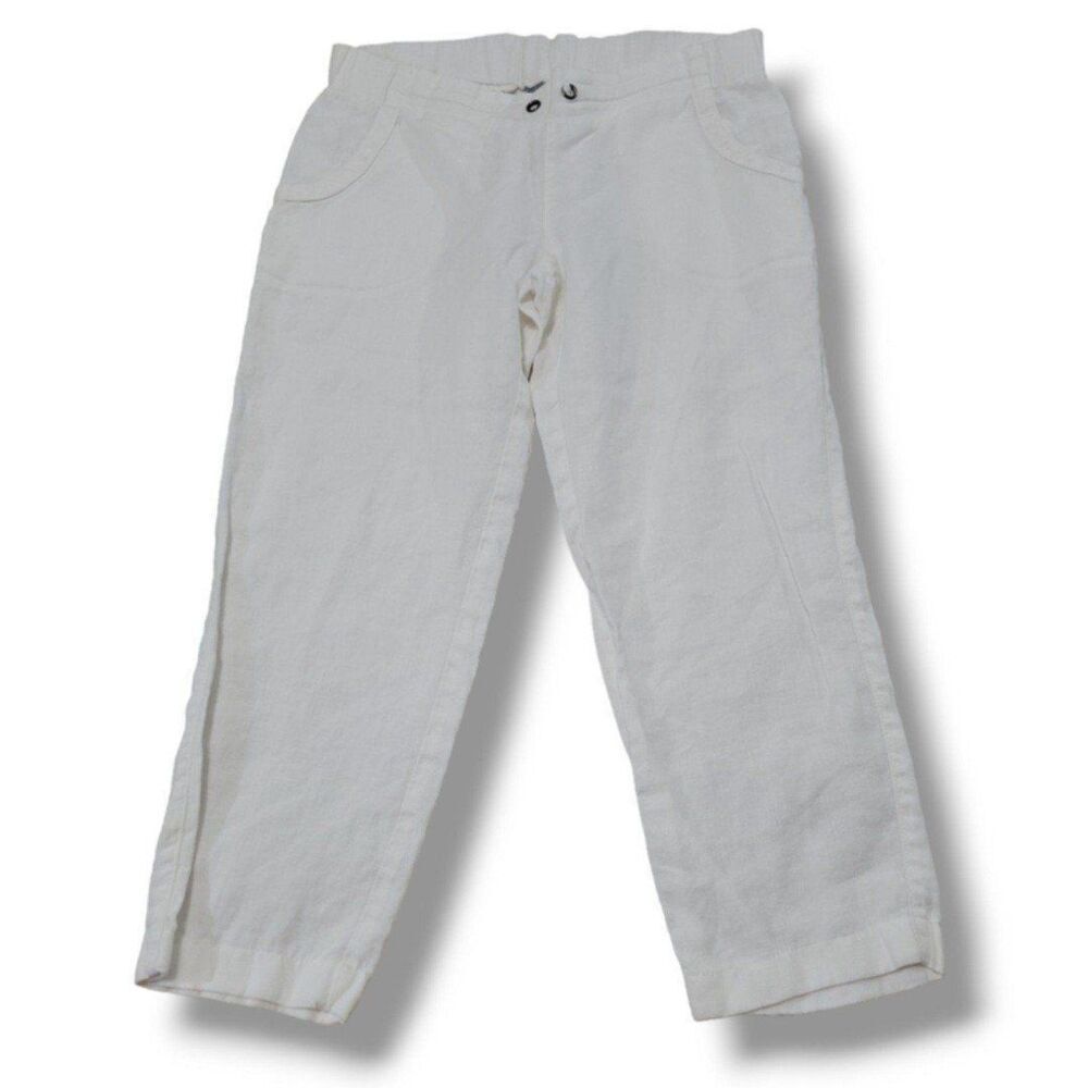 Athleta Pants Size Medium W33" x L24" 100% Linen Capri Pants Missing Drawstring